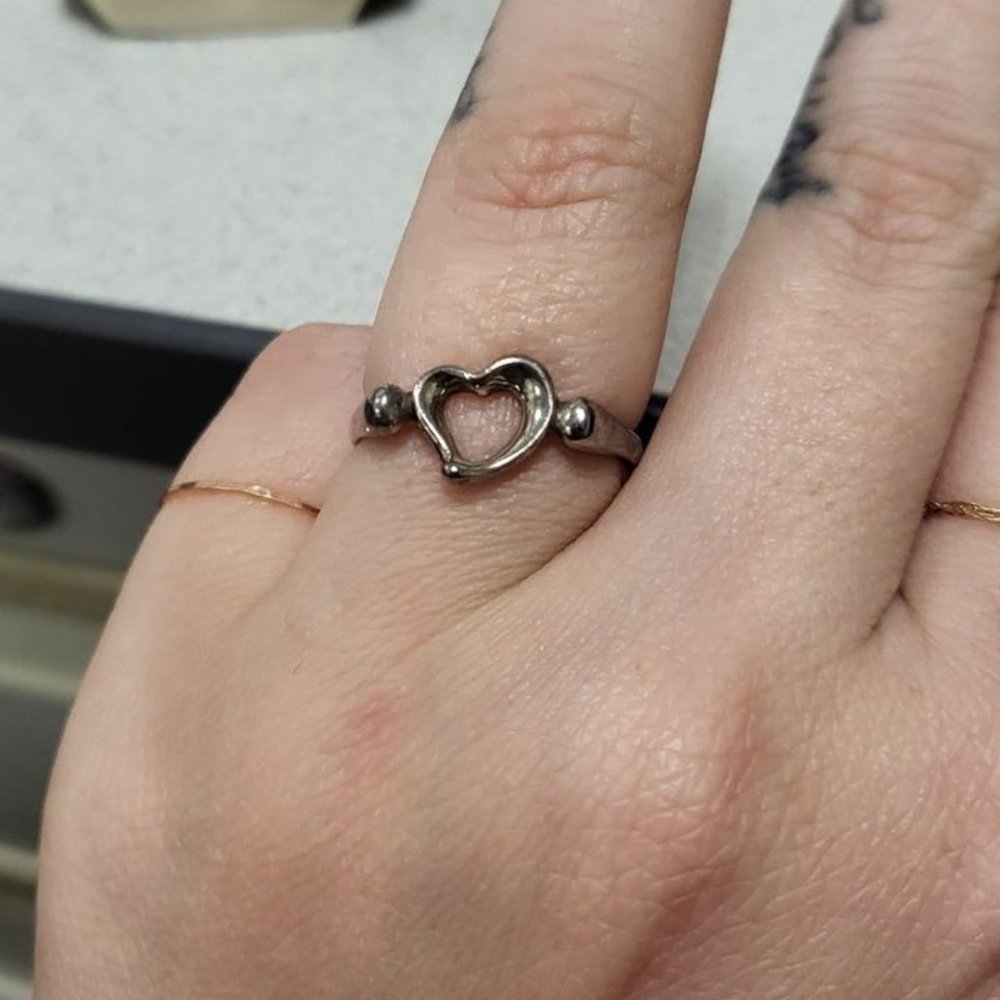 Tiffany & Co Elsa Peretti 925 Sterling Silver Open Heart Ring Size 7